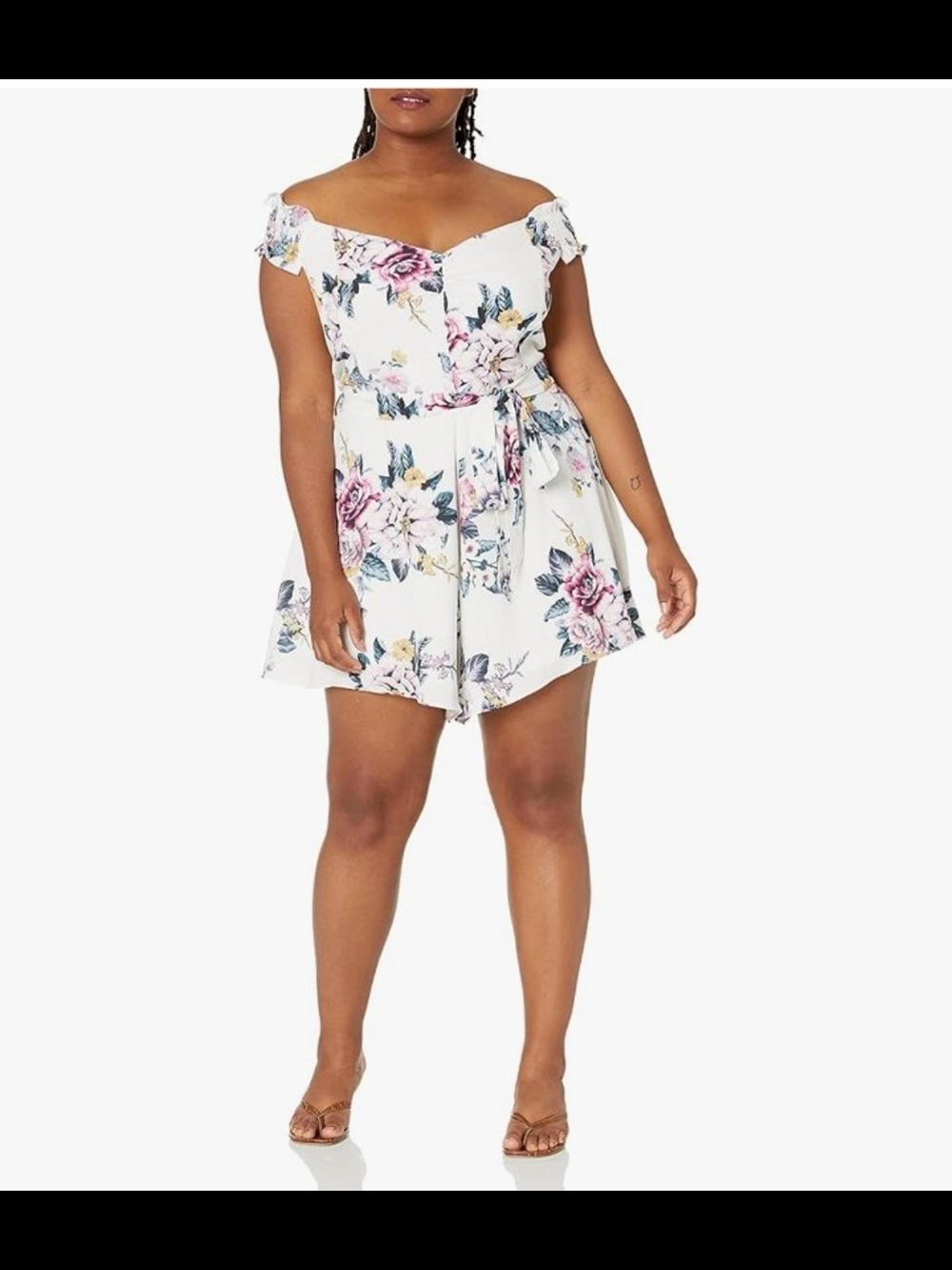 City Chic White Floral Off-Shoulder Romper